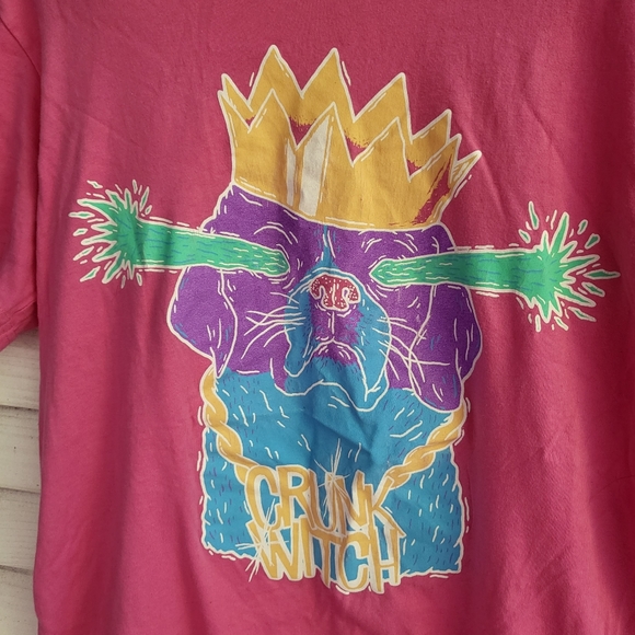 Bright pink Crunk Witch crying dog band tee - Picture 2 of 5